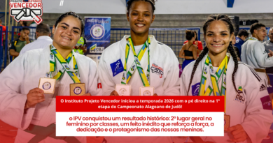 O Instituto Projeto Vencedor iniciou a temporada 2026 com o pé direito na primeira etapa do Campeonato Alagoano de Judô!